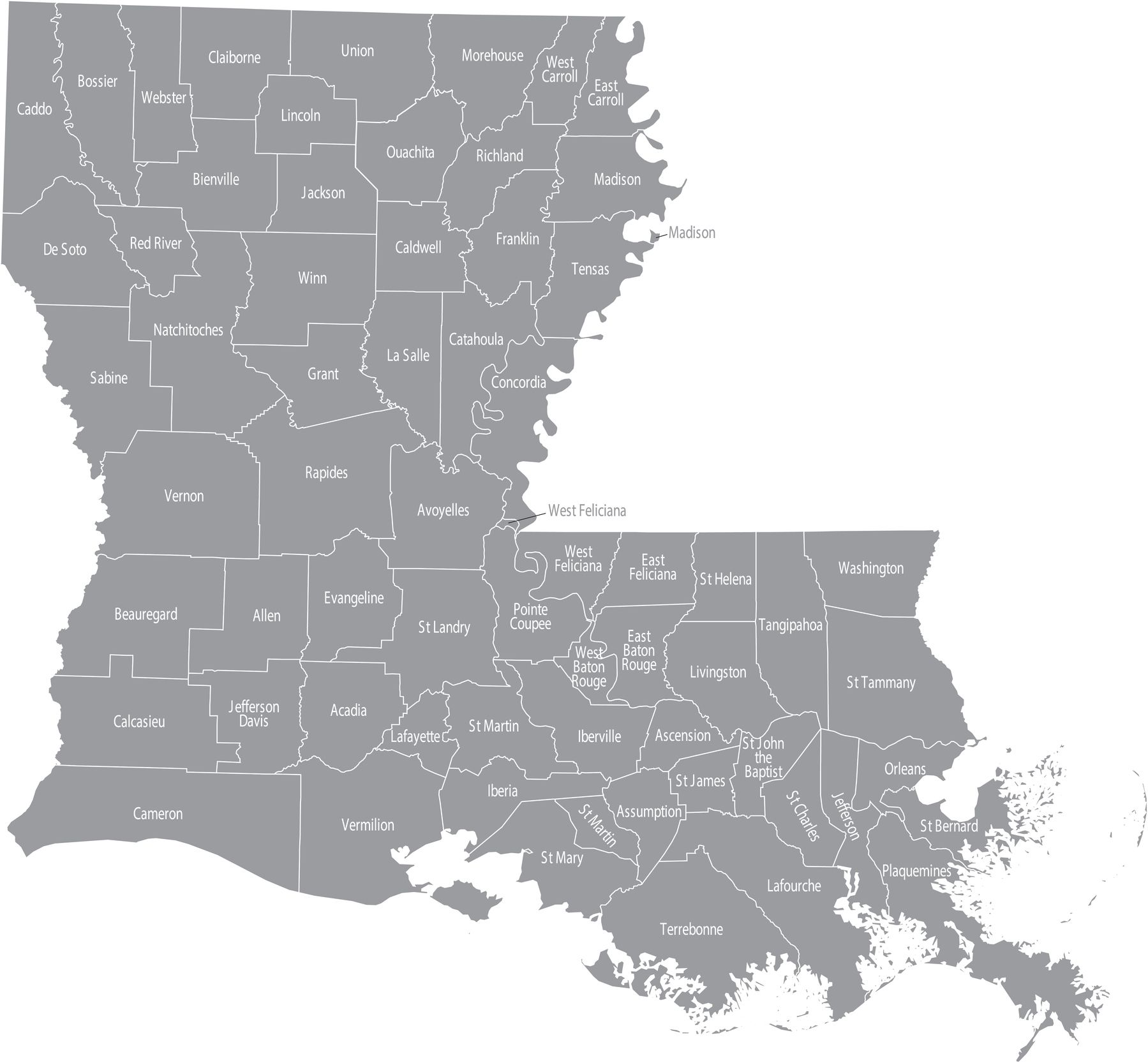 Louisiana Counties Map